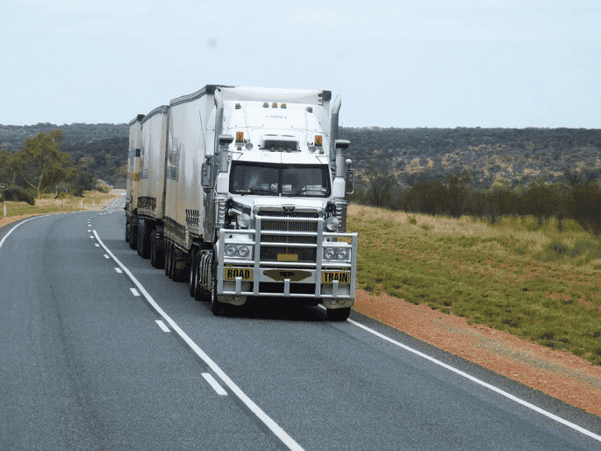 A semitrailer truck on the road